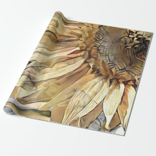 Waterverf Big Yellow Sunflower Elegant Collectie Cadeaupapier