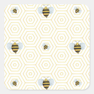 Waterverf bijenpatroon Stickers