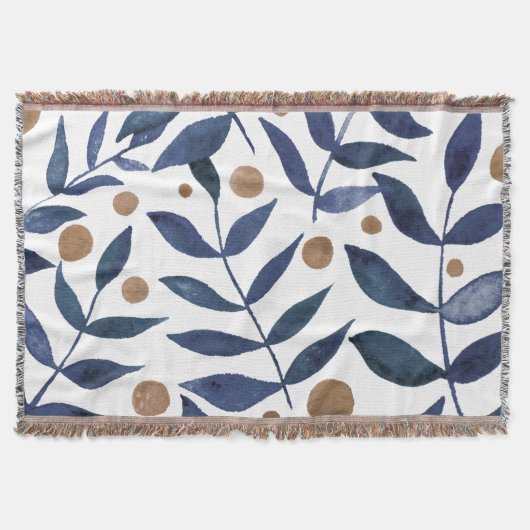 Waterverf bijkantoren en bessen - indigo en beige deken (Voorkant)