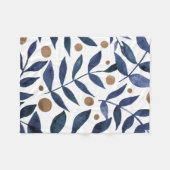 Waterverf bijkantoren en bessen - indigo en beige fleece deken (Voorkant (Horizontaal))