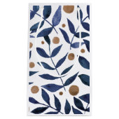 Waterverf bijkantoren en bessen - indigo en beige klein cadeauzakje (Voorkant)