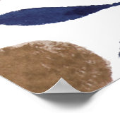 Waterverf bijkantoren en bessen - indigo en beige poster (Hoek)