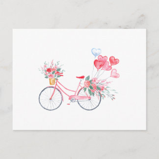 Waterverf-bike & ballonnen briefkaart