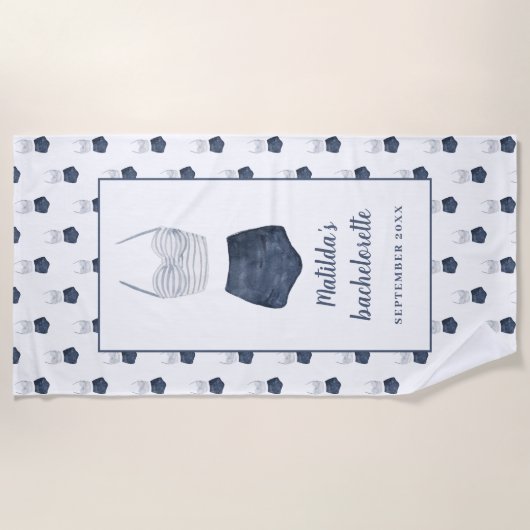 Waterverf bikini bruiloft vrijgezellenfeest cadeau strandlaken (Voorkant)