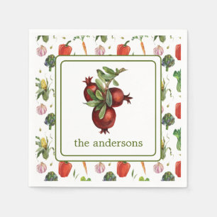 Waterverf Biologische Produce Granaatappel Servet