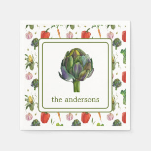 Waterverf biologische produceren artisjok servet