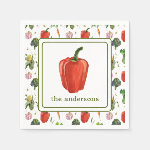 Waterverf Biologische producten Bell Pepper Servet