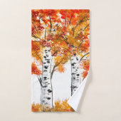 Waterverf Birches Trees Herfst najaar oranje blade Bad Handdoek (Handdoek)
