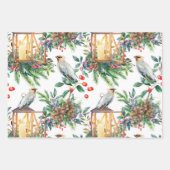 Waterverf Bird and Lantern Design Kerstmis Inpakpapier Vel (Voorkant 2)