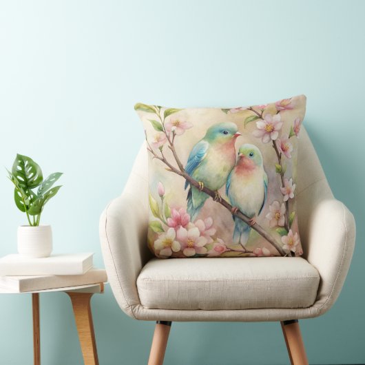 Waterverf  Bird Art Sierkussen (Stoel)