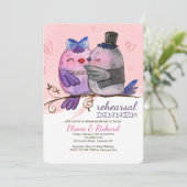 Waterverf Bird Couple Uitnodiging (Staand voorkant)