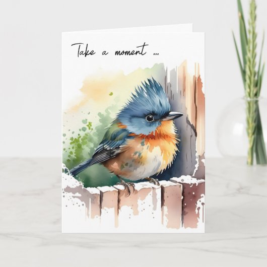 Waterverf Bird denkt aan jou Kaart (Voorkant)