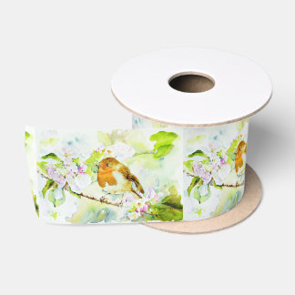Waterverf Bird Satin Ribbon Lint