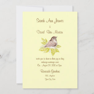 Waterverf Bird Sparrow Wedding Invite, Natuur Kaart