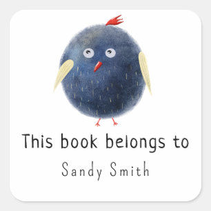 Waterverf birdy - Dit boek behoort tot Vierkante Sticker