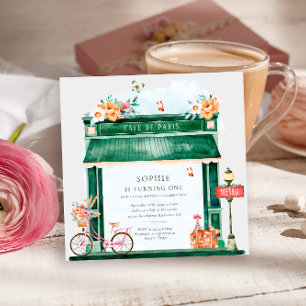Waterverf Birsthday Party Paris Cafe Boulangerie Kaart