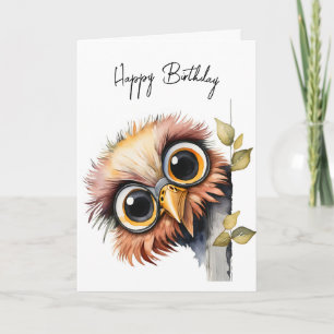 Waterverf Birthday Owl Kaart