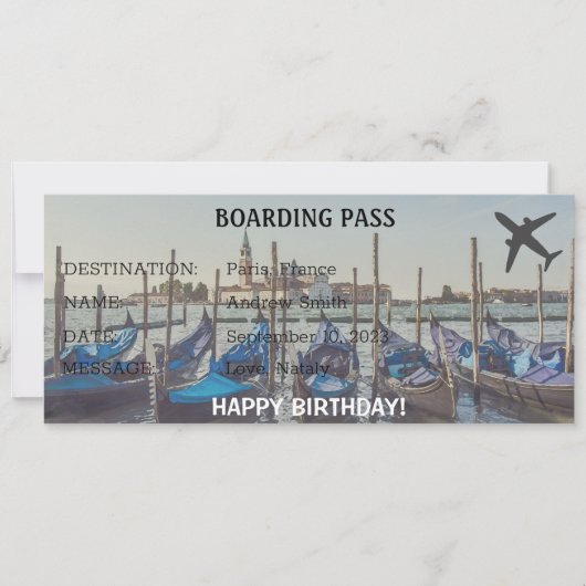 Waterverf Birthday verrassing Venice card (Voorkant)