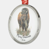 Waterverf Bison Buffalo Animal Natuur Art Custom Metalen Ornament (Links)