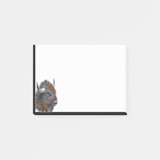 Waterverf Bison Buffalo Animal Natuur Art Post-it® Notes (Voorkant)