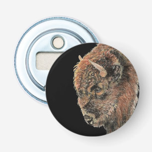 Waterverf Bison Buffalo Natuur in het wild Button Flesopener