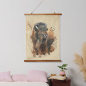 Waterverf Bison Buffalo Natuur in het wild Hangend Wandkleed (Slaapkamer)