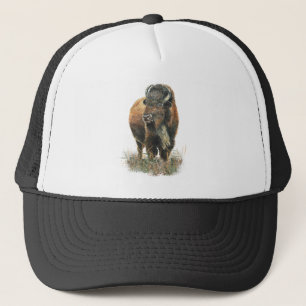 Waterverf Bison Buffalo Natuur in het wild Trucker Pet