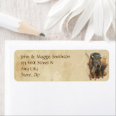 Waterverf Bison Buffalo Wildlife Natuur Art Etiket (Insitu)