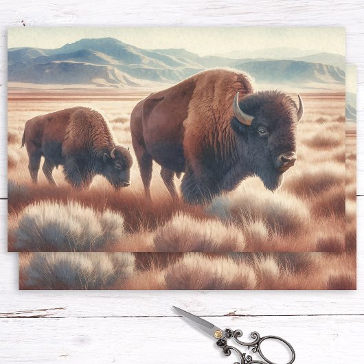 Waterverf Bison op de Plains Decoupage Tissuepapier