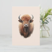 Waterverf Bison Portrait Feestdagenkaart (Staand voorkant)