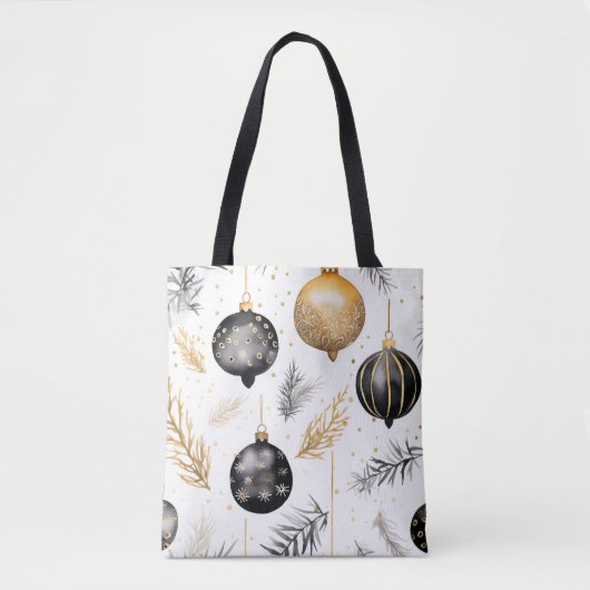 Waterverf Black & Gold Christmas Design Canvas tas (Voorkant)