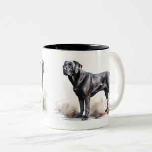 Waterverf Black Labrador Retriever Tweekleurige Koffiemok