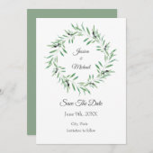 Waterverf Black Olive Wreate Save The Date (Voorkant / Achterkant)