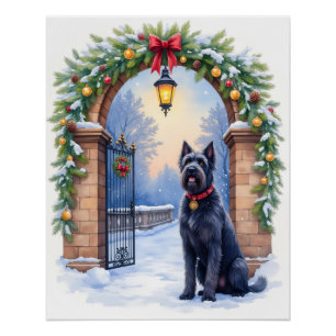 Waterverf Black Russian Terrier IJzeren Kerstmis Perfect Poster