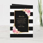 Waterverf Black White Gold Pink Floral Wedding Programma (Achterkant)
