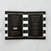 Waterverf Black White Gold Pink Floral Wedding Programma (Binnen)