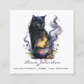 Waterverf Black Witches Cat Square Visitekaartje (Voorkant)