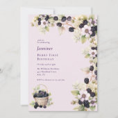 Waterverf Blackberry eerste verjaardagsfeestje Kaart (Voorkant)