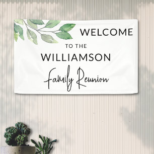 Waterverf Blad Familie Reünie Welkom Spandoek