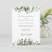 Waterverf blad groene botanische bruiloft aankondiging (Staand voorkant)