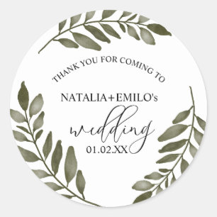 Waterverf Blad Tak Groene Huwelijks Boda Ronde Sticker