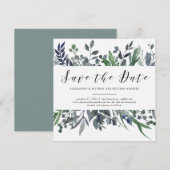 Waterverf Blad | Trouw Save the Date Kaart (Voorkant / Achterkant)