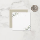 Waterverf bladblad bruiloft notitiekaartje (Voorkant / Achterkant in situ)