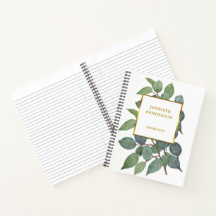 Waterverf bladeren elegant goud professioneel notitieboek