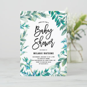 Waterverf bladeren en bessen Wreater Baby shower Kaart
