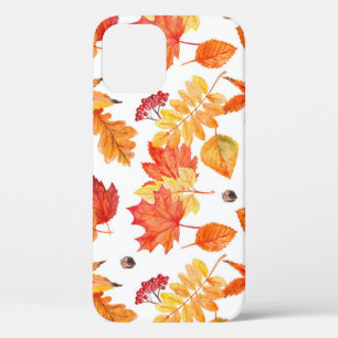 Waterverf bladeren, natuurlijk naadloos patroon. iPhone 12 hoesje