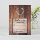 Waterverf bladeren op bijthout, monogrammed RSVP Kaart (Staand voorkant)