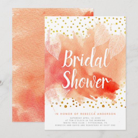 Waterverf bladeren, vrijgezellenfeest van de confe kaart (Voorkant / Achterkant)