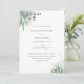 waterverf bladgroen | bruiloft kaart (Staand voorkant)