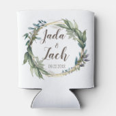 Waterverf bladkrans gepersonaliseerde bruiloft blikjeskoeler (Achterkant)